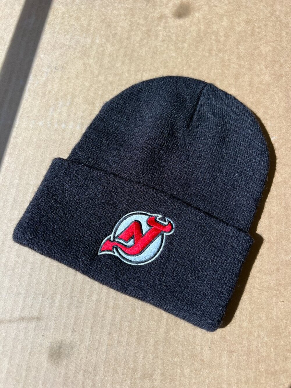 New Jersey Devils Beanie Hat Embroidered Display Model w/Flaws Knit Black